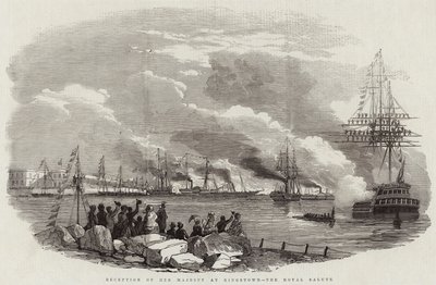 Reception of Her Majesty at Kingstown, the Royal Salute (engraving) بواسطة مدرسة اللغة الإنجليزية