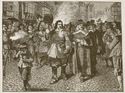 استقبال مونك في مدينة لندن ، رسم توضيحي من Cassells Illustrated History of England (sepia photo) بواسطة مدرسة اللغة الإنجليزية