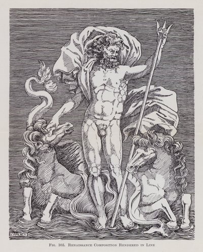 Renaissance Composition rendered in Line (litho) بواسطة مدرسة اللغة الإنجليزية