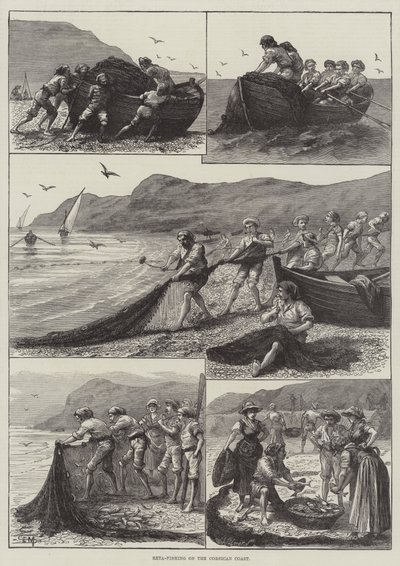 Reta-Fishing على ساحل الكورسيكان (نقش) بواسطة مدرسة اللغة الإنجليزية