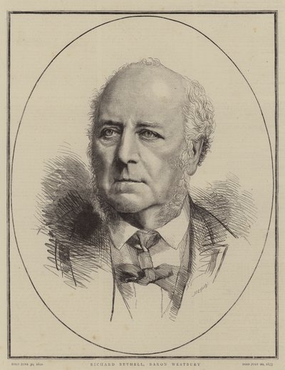 Richard Bethell, Baron Westbury (engraving) بواسطة مدرسة اللغة الإنجليزية