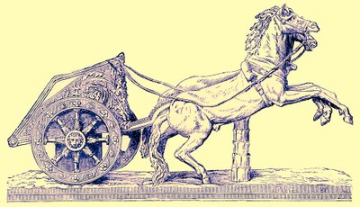 عربة سباق رومانية ، رسم توضيحي من Cassells Illustrated History History بقلم إدوارد أولييه ، نُشر عام 1890 (صورة محسنة رقميًا) بواسطة مدرسة اللغة الإنجليزية
