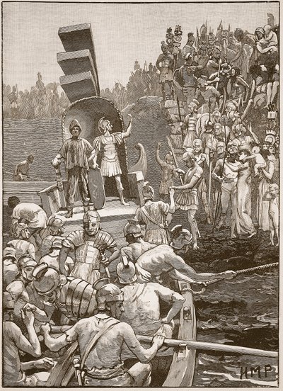 الجنود الرومان يغادرون بريطانيا ، رسم توضيحي من Cassells Illustrated تاريخ إنجلترا (صورة بني داكن) بواسطة مدرسة اللغة الإنجليزية