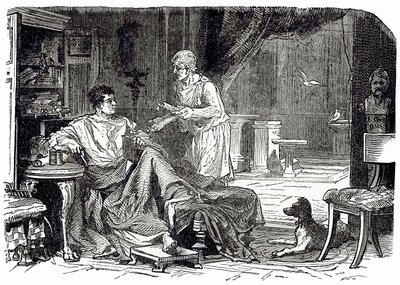 دراسة رومانية ، توضيح من Cassells Illustrated Universal History بواسطة إدوارد أولييه ، تم نشره عام 1890 (صورة محسنة رقميًا) بواسطة مدرسة اللغة الإنجليزية