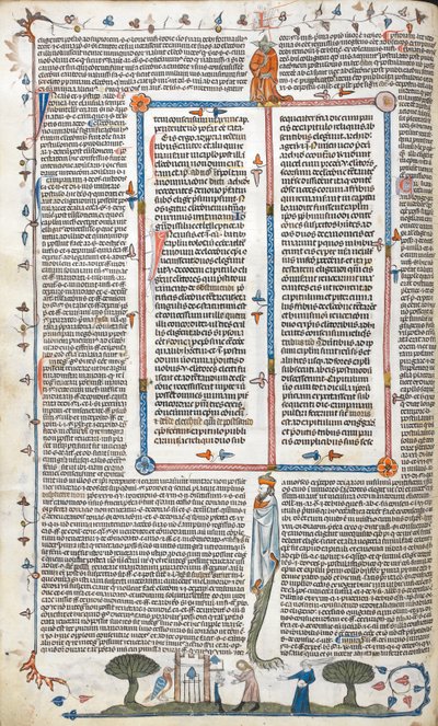 Royal 10 E. IV ، f.30v ، نص ومشهد لرجل وامرأة خارج مبنى ، من "The Smithfield Decretals" (ورق) بواسطة مدرسة اللغة الإنجليزية