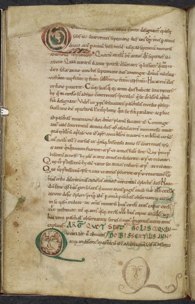 Royal 13. A.XI، f.79v وجوه بشرية بالأحرف الأولى ، De temporum ratione ، Bede the Venerable (vellum) بواسطة مدرسة اللغة الإنجليزية