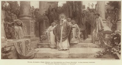 Royal Academy Prize Design for Decoration of a Public Building, "St Augustine Preaching Christianity in England" (engraving) بواسطة مدرسة اللغة الإنجليزية