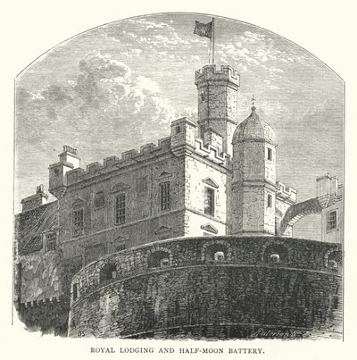 Royal Lodging and Half-Moon Battery (engraving) بواسطة مدرسة اللغة الإنجليزية