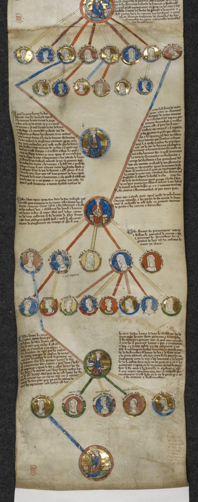 Royal MS 14 B V ، سجل الأنساب للملوك الإنجليز ، من هنري الثاني إلى إدوارد الأول (المخطوطات) بواسطة مدرسة اللغة الإنجليزية