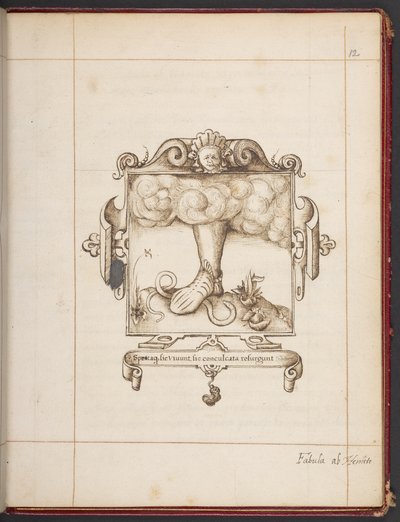 Royal MS 18 A XLVIII ، الورقة. 12 و ، شعار بشعار لاتيني مأخوذ من نسخة تقديم جورج جاسكوين لكتاب Hemetes the Hermit بواسطة مدرسة اللغة الإنجليزية