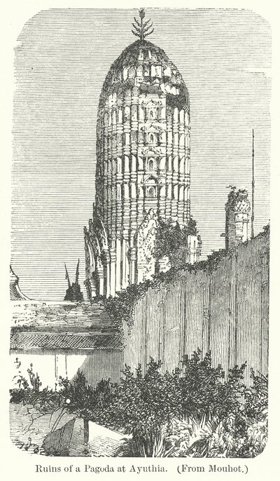 أطلال معبد في أيوثيا (نقش) بواسطة مدرسة اللغة الإنجليزية