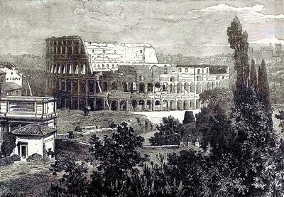 أطلال الكولوسيوم ، من Palatine ، توضيح من التاريخ العالمي المصور لـ Cassells بواسطة إدوارد أولييه ، تم نشره عام 1890 (صورة محسنة رقميًا) بواسطة مدرسة اللغة الإنجليزية