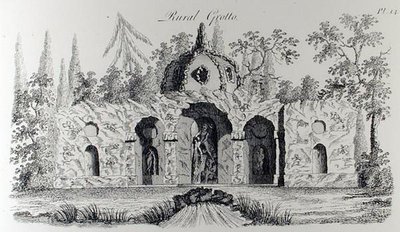 الكهف الريفي ، من 'Grotesque Architecture أو Rural Amusement' ، بقلم ويليام رايت ، نُشر حوالي 1767-90 (نقش) (صورة بالأبيض والأسود) بواسطة مدرسة اللغة الإنجليزية