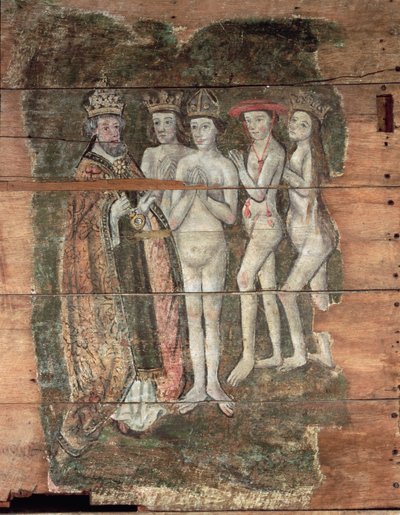 تلقي القديس بطرس النبلاء ، من ونهامستون دوم ، c.1500-20 (خشب مطلي) بواسطة مدرسة اللغة الإنجليزية