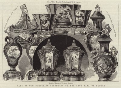 Sale of Old Porcelain belonging to the Late Earl of Dudley (engraving) بواسطة مدرسة اللغة الإنجليزية