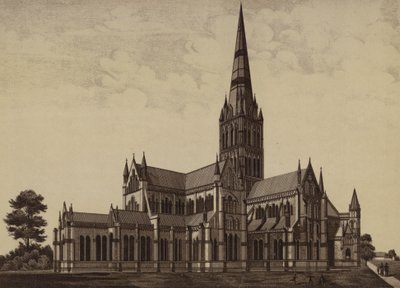 Salisbury Cathedral, from the North East (litho) بواسطة مدرسة اللغة الإنجليزية