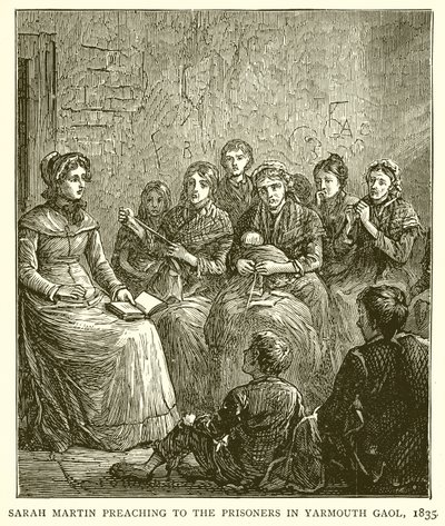 سارة مارتن الوعظ للسجناء في يارموث غاول ، 1835 بواسطة مدرسة اللغة الإنجليزية