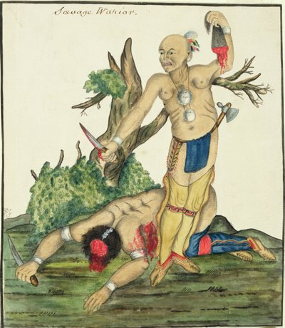 سافاج واريور ، c.1800 (قلم ومرحاض على ورق) بواسطة مدرسة اللغة الإنجليزية