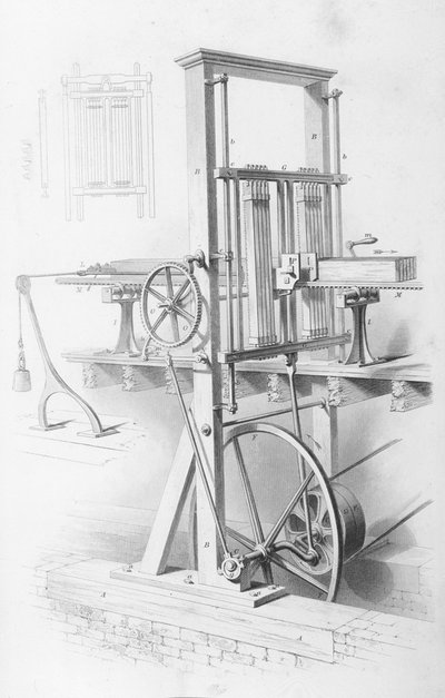 Saw in Saw Mill من Cyclopaedia of الفنون المفيدة والصناعات المفيدة ، حرره تشارلز توملينسون ، c.1880s بواسطة مدرسة اللغة الإنجليزية