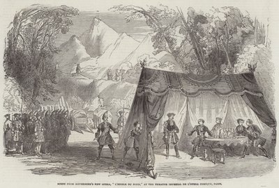 مشهد من أوبرا مايربير الجديدة "L'etoile du Nord" في مسرح إمبريال دي لوبيرا كوميك ، باريس (نقش) بواسطة مدرسة اللغة الإنجليزية