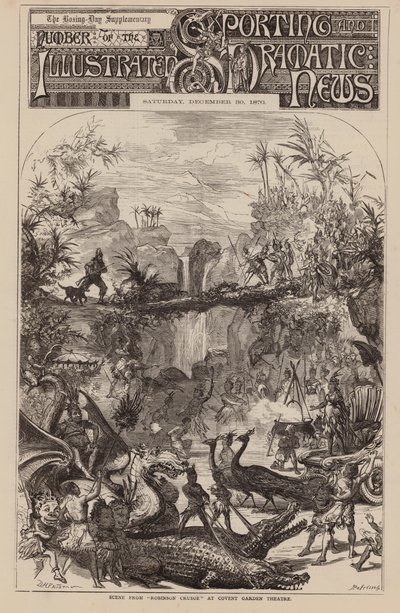 مشهد من "روبنسون كروزو" في مسرح كوفنت غاردن (نقش) بواسطة مدرسة اللغة الإنجليزية