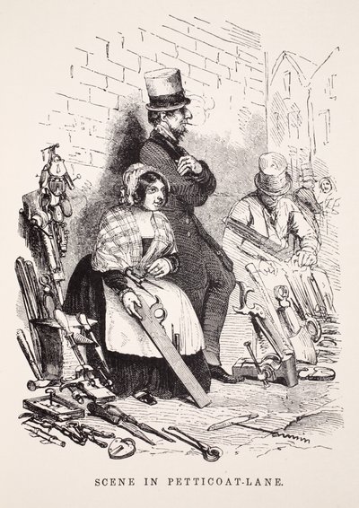 مشهد في Petticoat-Lane ، رسم توضيحي من London Labour و London Poor بواسطة Henry Mayhew ، حانة. 1862 بواسطة مدرسة اللغة الإنجليزية
