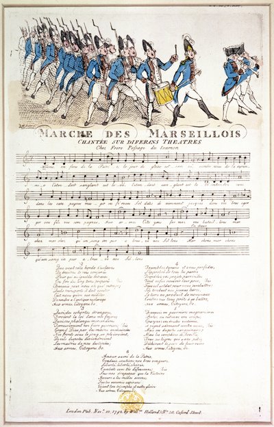 ورقة النتائج لـ "La Marseillaise" ، من تأليف Rouget de l