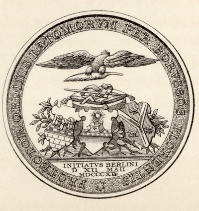 ختم الماسونية في برلين ، 1812 ، من "تاريخ الماسونية ، المجلد الثالث" ، نشره توماس سي.جاك ، لندن ، 1883 بواسطة مدرسة اللغة الإنجليزية