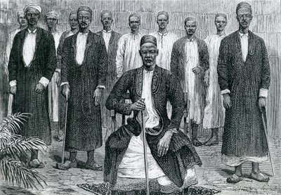 Sekebobo رئيس Chagwe ، Mtesa رئيس أوغندا ، Chambarango وبوكينو رئيس الوزراء (نقش) بواسطة مدرسة اللغة الإنجليزية