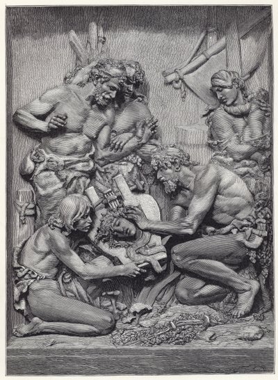 الرعاة يكتشفون رأس Orpheus ، من النقوش البارزة التي كتبها M Cordonnier بواسطة مدرسة اللغة الإنجليزية