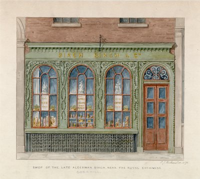 محل الراحل Alderman Birch بالقرب من البورصة الملكية. 1871 (مرحاض على ورق) بواسطة مدرسة اللغة الإنجليزية