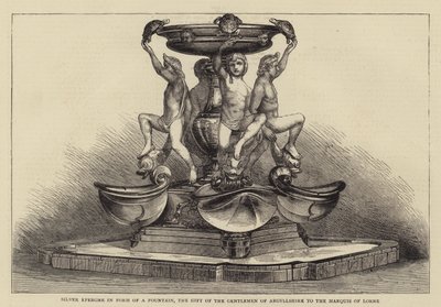 Silver Epergne in form of a Fountain, the Gift of the Gentlemen of Argyllshire to the Marquis of Lorne (engraving) بواسطة مدرسة اللغة الإنجليزية