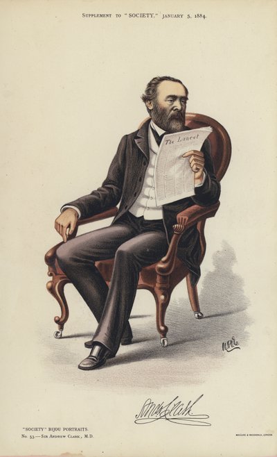 Sir Andrew Clark, MD (colour litho) بواسطة مدرسة اللغة الإنجليزية