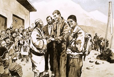 يزور السير إدموند هيلاري نيبال في عام 1963 بواسطة مدرسة اللغة الإنجليزية