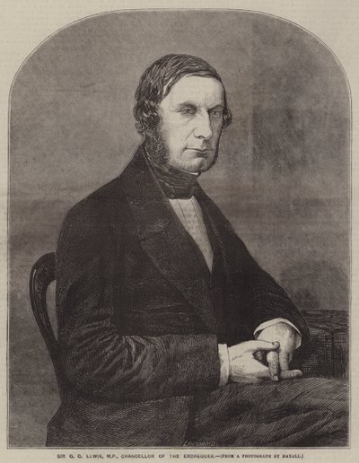 Sir G C Lewis, MP, Chancellor of the Exchequer (engraving) بواسطة مدرسة اللغة الإنجليزية