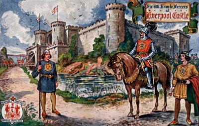 Sir William De Ferrers at Liverpool Castle (colour litho) بواسطة مدرسة اللغة الإنجليزية