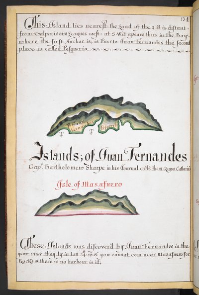 Sloane MS 44، f.269v، Map of Juan Fernández in William Hack