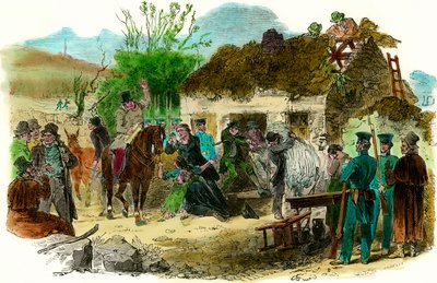 الظروف الاجتماعية في أيرلندا في عام 1848 طرد الفلاحين (صورة توضيحية لندن نيوز في 16 ديسمبر 1848) بواسطة مدرسة اللغة الإنجليزية