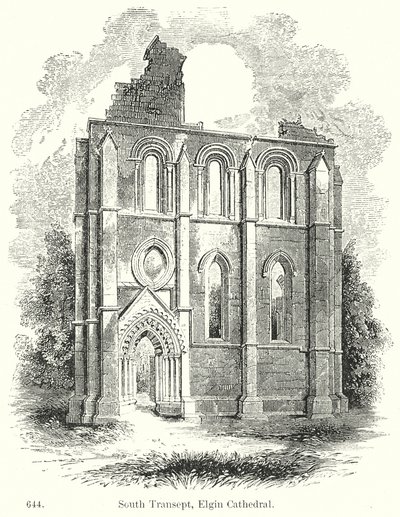 الجناح الجنوبي، كاتدرائية إلجين (نقش) بواسطة مدرسة اللغة الإنجليزية