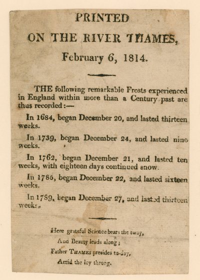 تذكار من معرض الصقيع لعام 1814 بواسطة مدرسة اللغة الإنجليزية