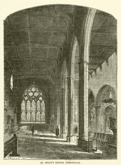 كنيسة سانت هيلين ، Bishopsgate (نقش) بواسطة مدرسة اللغة الإنجليزية