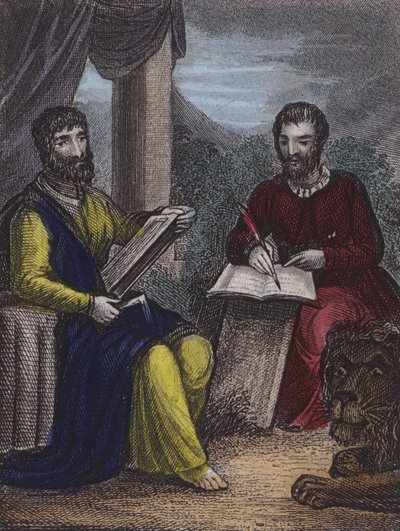 سانت ماثيو ، سانت مارك (نقش ملون) بواسطة مدرسة اللغة الإنجليزية