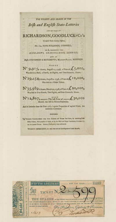 يانصيب الدولة ، 1812 بواسطة مدرسة اللغة الإنجليزية