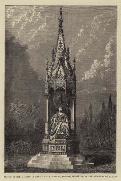 Statue of Her Majesty in the Victoria Gardens, Bombay, presented by the Guicowar of Baroda (engraving) بواسطة مدرسة اللغة الإنجليزية