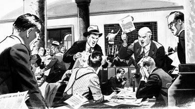 مكتب Stockbroker أثناء تحطم وول ستريت عام 1929 بواسطة مدرسة اللغة الإنجليزية