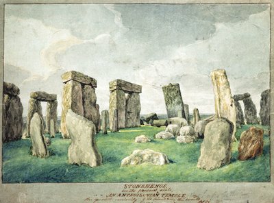 ستونهنج في حالته الحالية ، معبد Anpedilunian ، 1821 (مرحاض على ورق) بواسطة مدرسة اللغة الإنجليزية