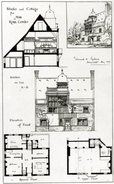 ستوديو وكوخ للسيدة روزا كوردر ، من المهندس المعماري البريطاني ، 3 أكتوبر 1879 بواسطة مدرسة اللغة الإنجليزية