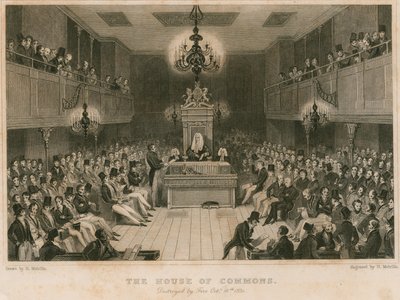 بيت العموم ، دمرته النيران ، 16 أكتوبر 1834 بواسطة مدرسة اللغة الإنجليزية