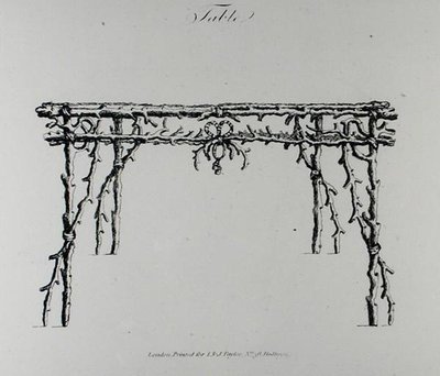 الجدول ، من "Grotesque Architecture ، أو Rural Amusement" ، بقلم William Wrighte ، نُشر عام 1768 (نقش) (صورة b / w) بواسطة مدرسة اللغة الإنجليزية