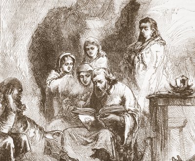 عبادة تابوريين في كهف ، توضيح من تاريخ البروتستانتية بقلم جيمس أيتكين ويلي (1808-1890) ، حانة. 1878 بواسطة مدرسة اللغة الإنجليزية